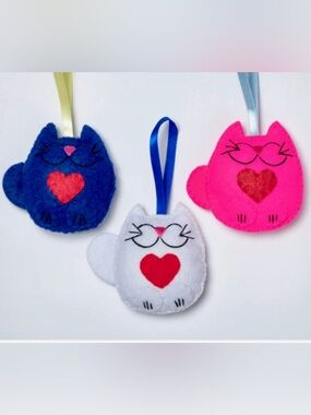 Handmade Cat Ornaments - Set of 3
